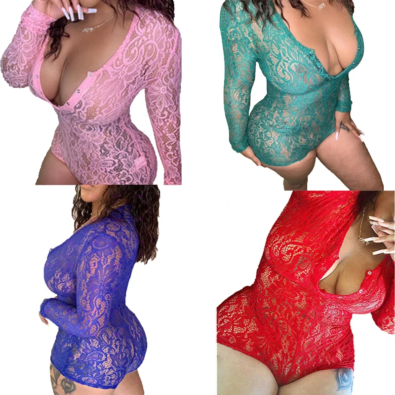 

Wholesale hot transparent sleepwear underwear ladies lace bodysuit for women langerie sexy lingeries, As shown