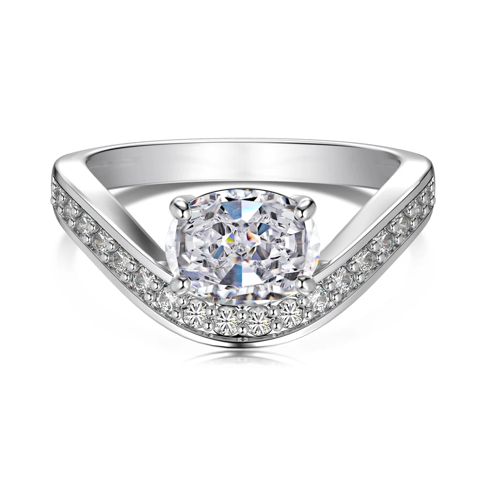 Dylam 5A Cz Cubic Zirconia Gorgeous Bridal Wedding Jewelry S925 Silver Ring Oval Eternity Diamond Engagement Rings for Women