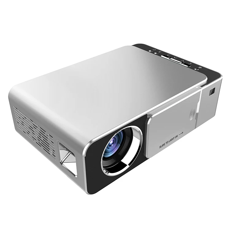 

T6 Projector LED Video Projector HD 720P Portable multi-media 4K HD 1080p Home Theater Cinema projector, Silver/ red