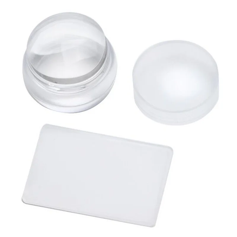 

Factory Supply High Quality Nail transparent 3.5cm head piece silicone seal nail printing tool set, As picture show
