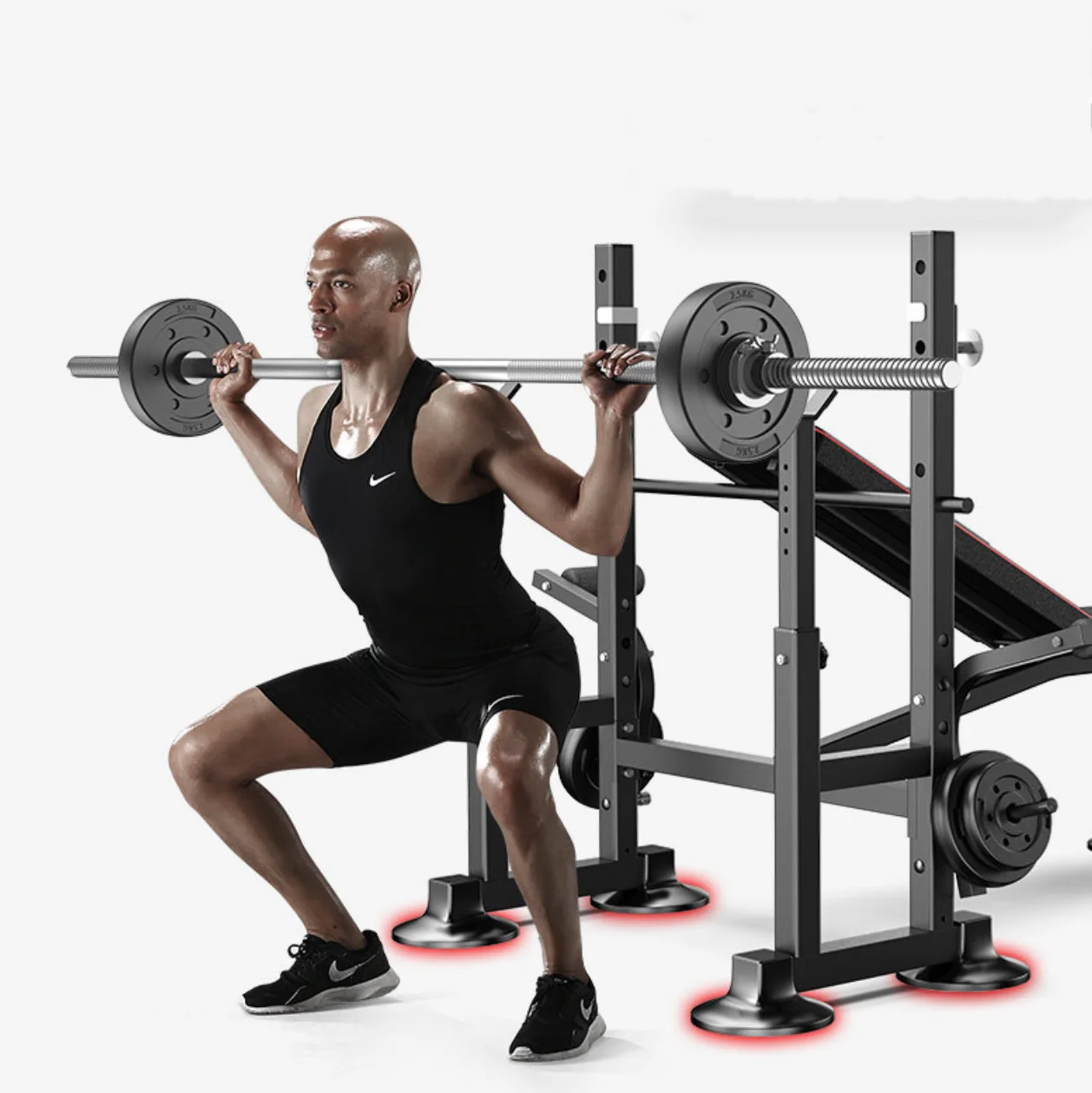 Weight Bench Set With Squat Rack Leg Press Attachment Squat Stand Half