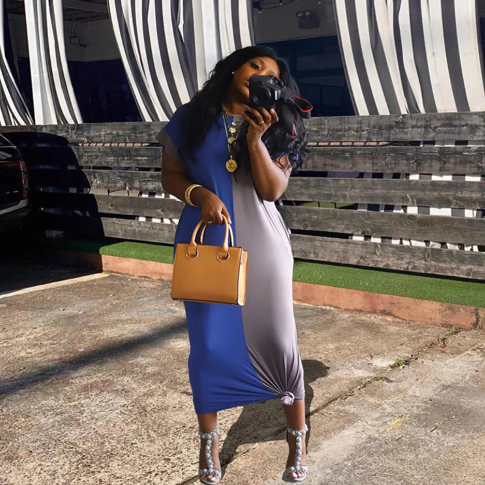 
KEYIDI Wholesale fat lady tie-dye printed straight sexy sling long dresses plus size dress women 