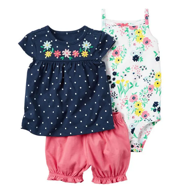 Kids fashionable clothing girls wear 3 pcs newborn baby girl set