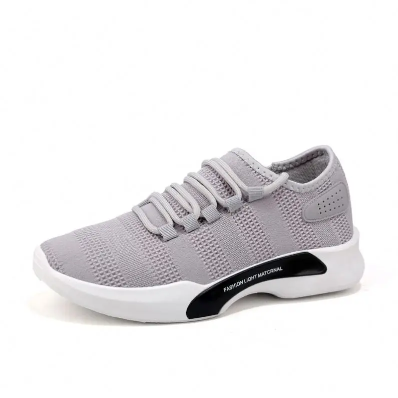 

Lightweight Athletic Tennis Running Casual Sport Walking Men Sneakers Knitted Fabric Shoes, Black white grey