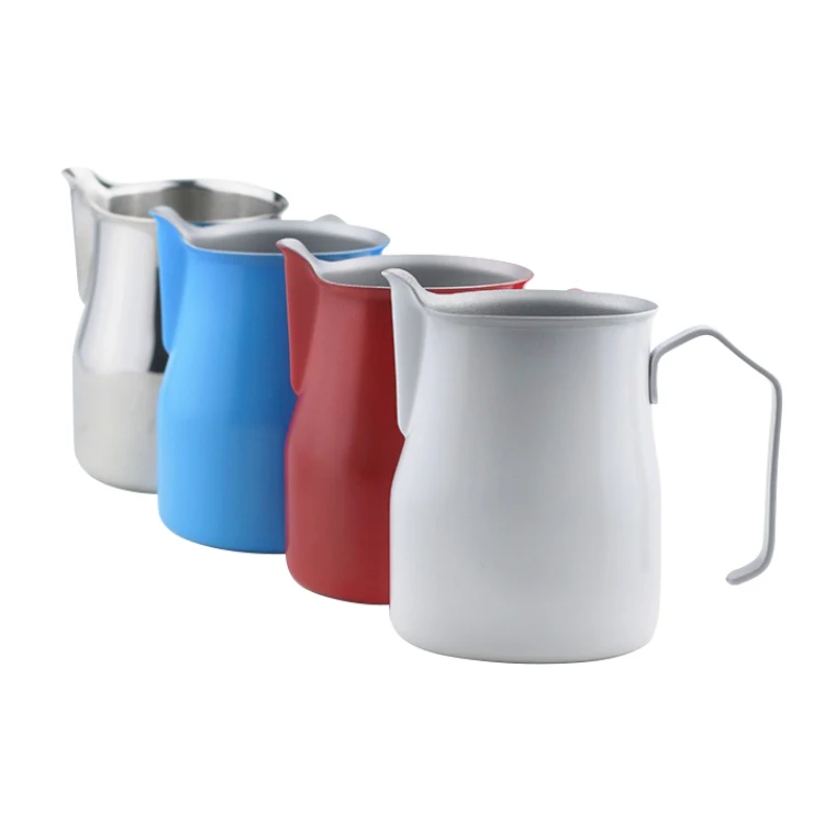 

Wevi 350ml 450ml 600ml wholesale customized milk pitcher 304 stainless steel stainless steel coffee milk jug, Customized color