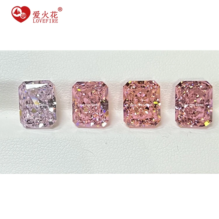 

Top quality synthetic CZ diamond pink colored octagon radiant cut loose crushed ice cz cubic zirconia stones