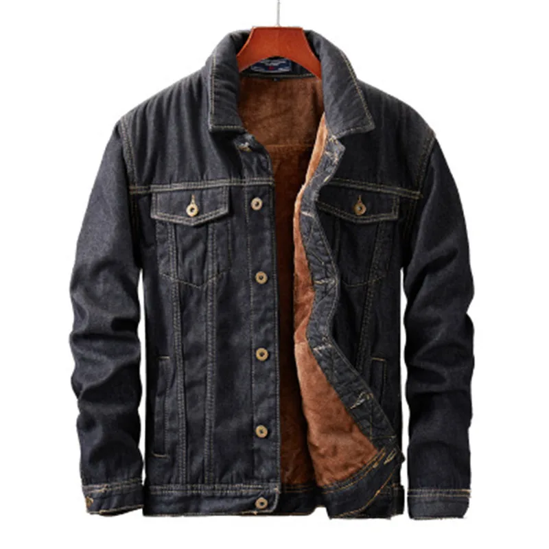 

New autumn and winter denim jacket men's plus velvet thick clothes Slim Korean youth handsome and versatile jacket