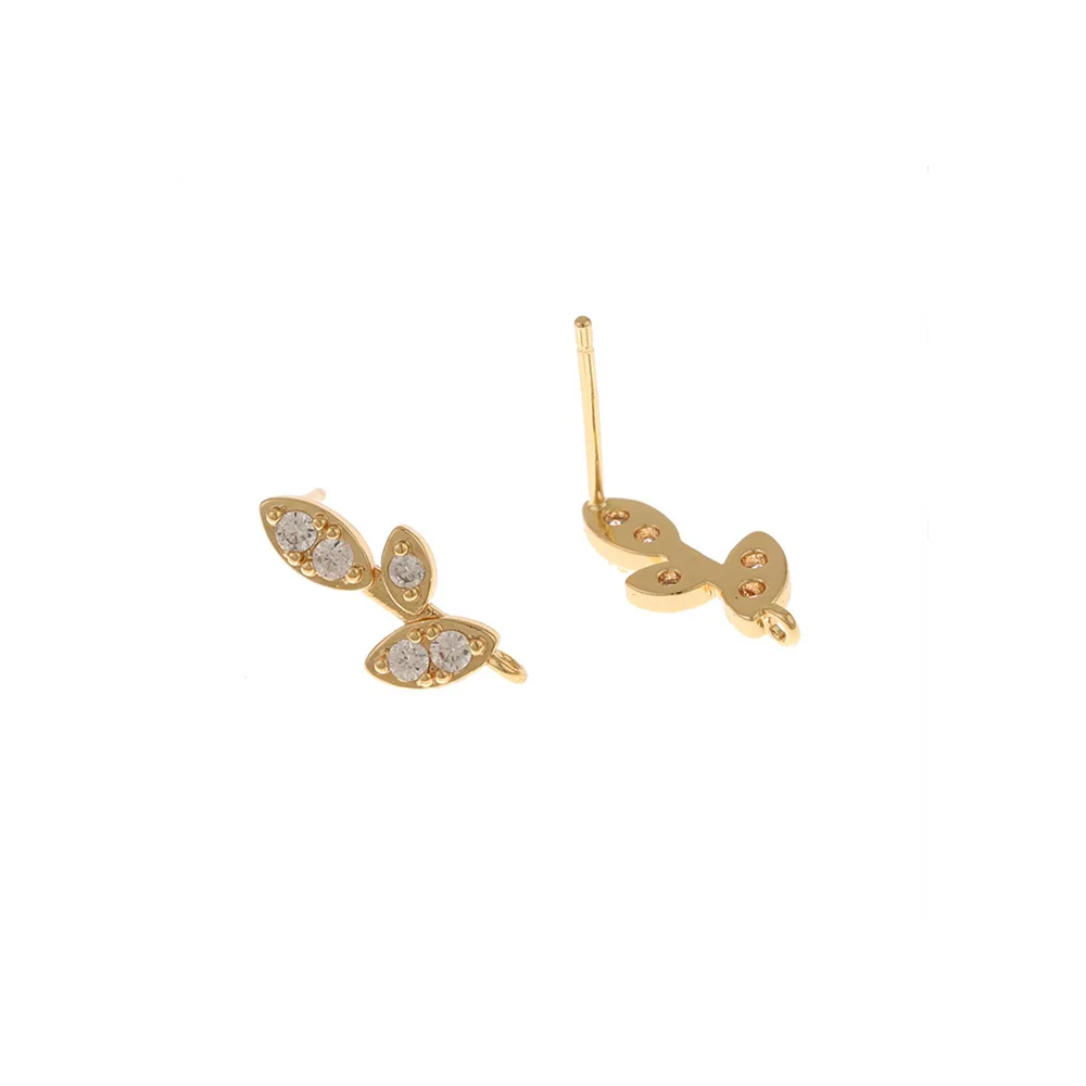 

Jewelry Accessories Cordial Design 30Pcs 7*15MM Jewelry Accessories Hand Made Genuine Gold Plating Leaf Shape Earring Findings