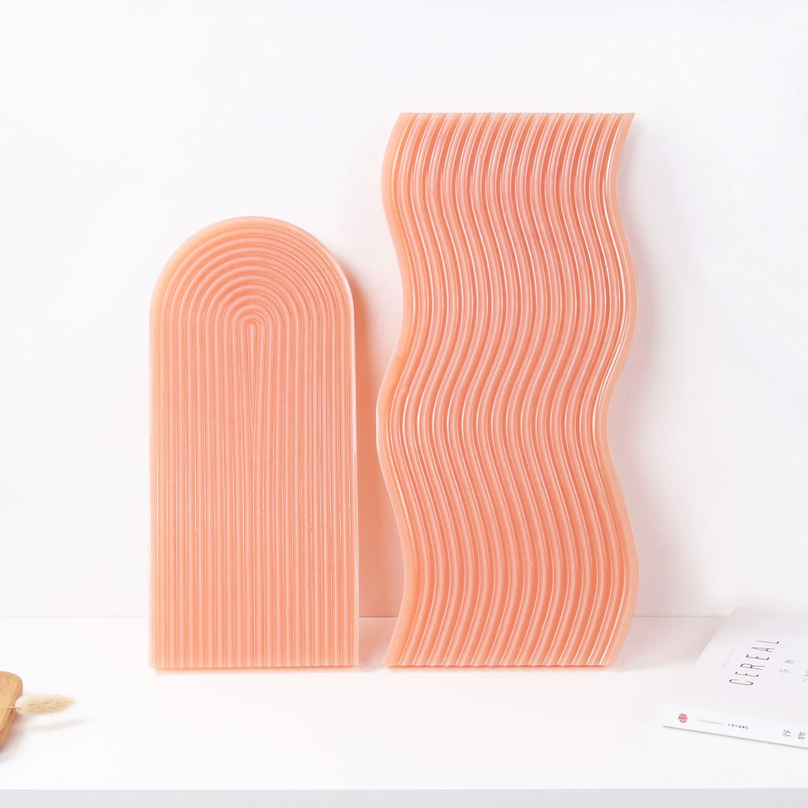 

A143 Arch Wavy Silicone Tray Mold Geometric Concrete Serving Tray Molds Curved Stripe Surface Board Art Decoration Resin mold