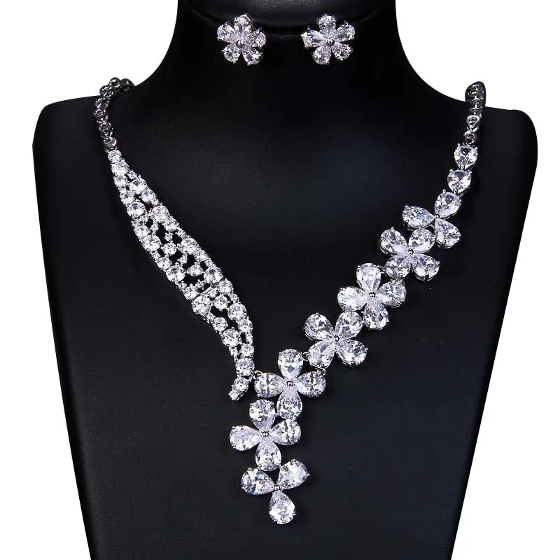 

Zircon jewellery set Costume jewelry Necklace earrings women jewelry set, Silver