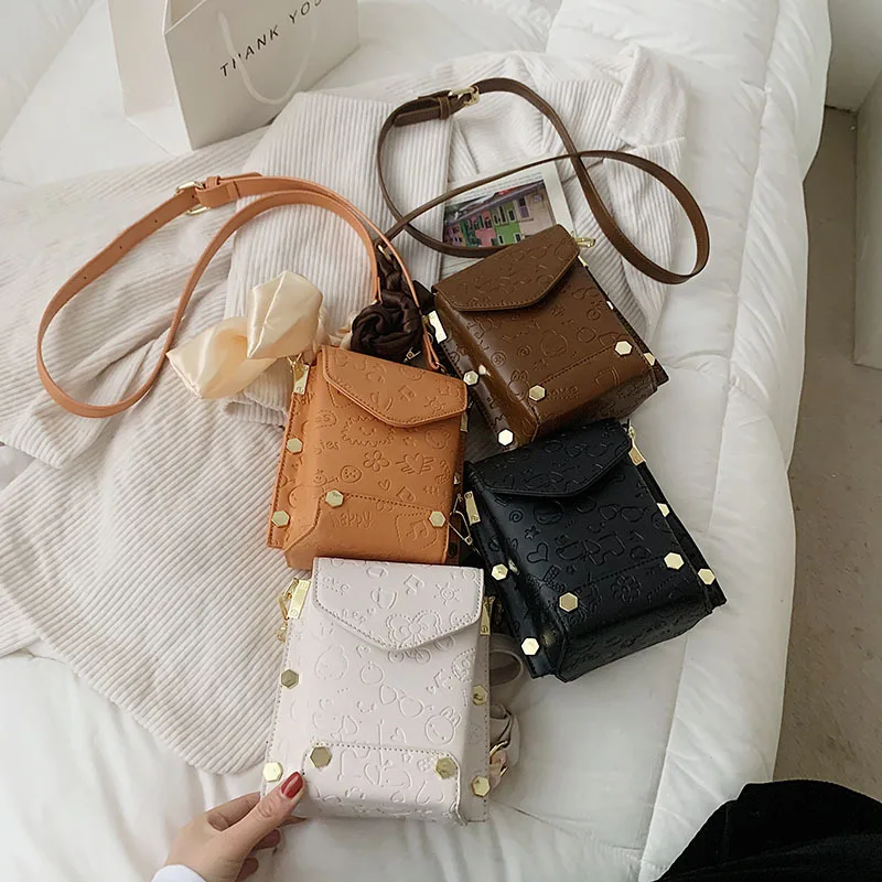 

Stylish Scarves Print Lady Phone Purses Bag Mini Coin Purse Wallet Crossbody Bags Trendy Handbags, Customizable