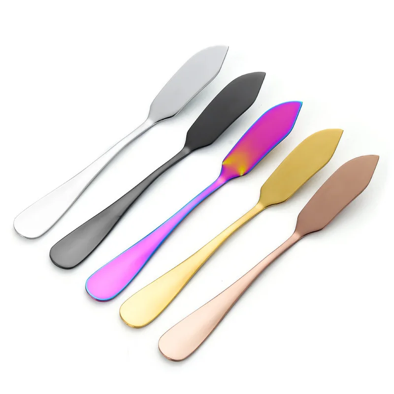 

Wholesale Kitchen Cutlery Utensil Cheese Dessert Knives Stainless Steel Butter Knife, Silver/gold/rose gold/black/multicolored