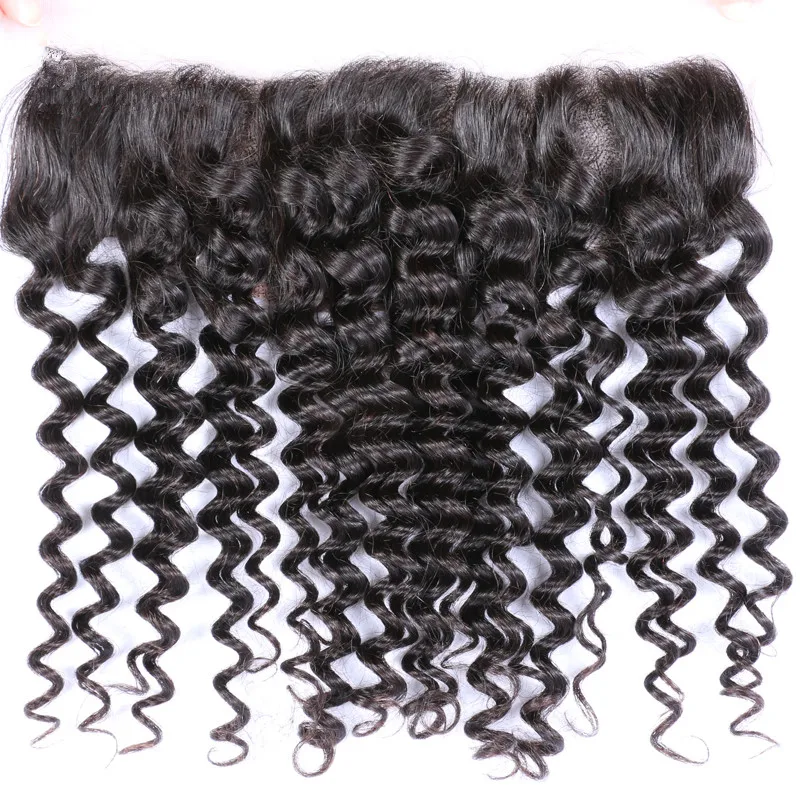 

Deep curly 10a virgin brazilian unprocessed hair illusion lace frontal