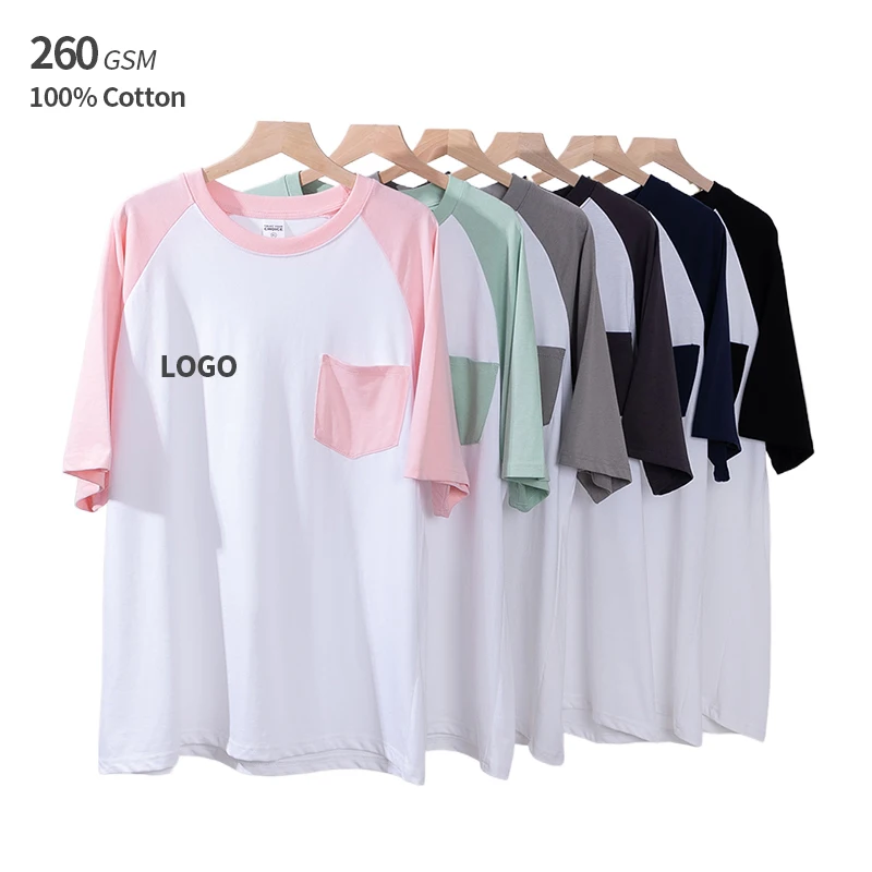 260 GSM Cotton Crew Neck Pocket T Shirt