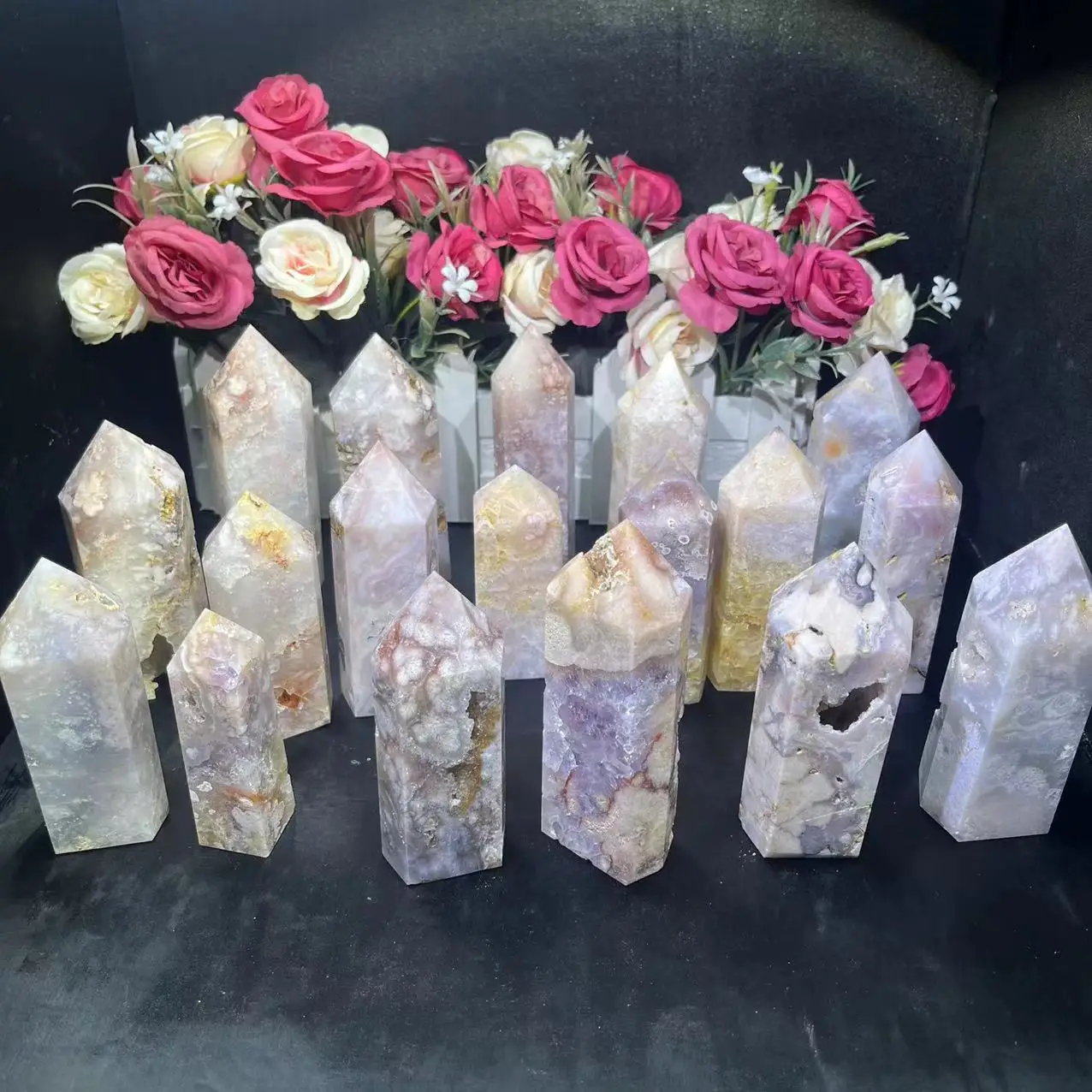 Wholesale Healing Stones Crystal Point Beautiful Polished Pink Amethyst Agate Tower for Decoration