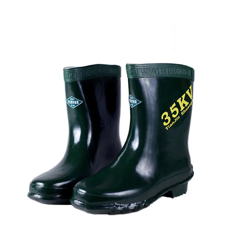 

Green industrial rain boots high voltage Gumboot Men Dielectric 35KV Insulated rubber slip resistant boots