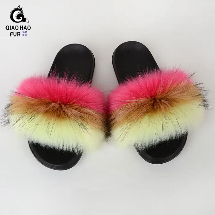 

Factory customization fashion faux fur bedroom slippers faux camo slippers women fur faux fluffy fur slippers whole sale