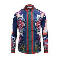 

2019 New Luxury Floral Printing High Quality Men shirt Long Sleeve Casual Shirts Designer 3D Slim Fit Fashion England Shirts