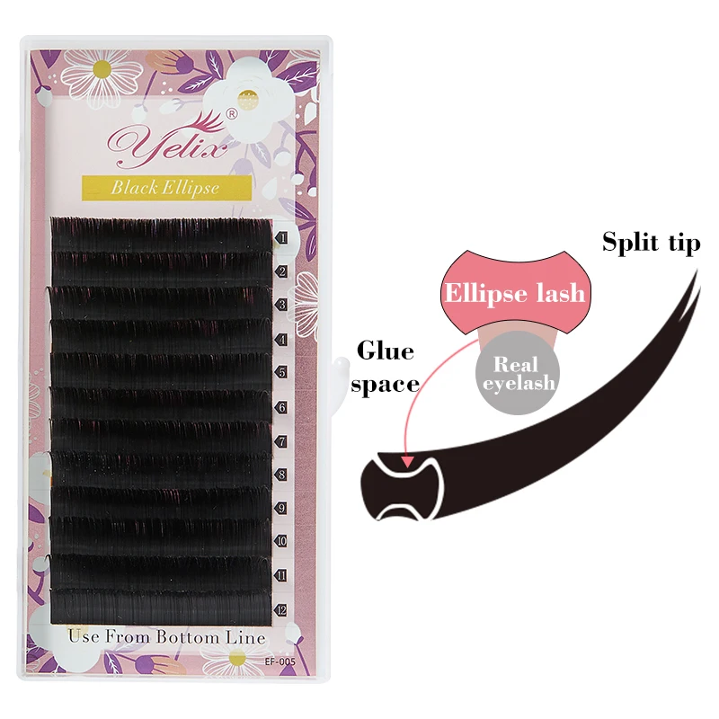 

Yelix Square Individual Eyelash Extensions Korea Flat Eyelash Extension Easy Fan Flat Las Extension Kit Cilios Elipse, Black