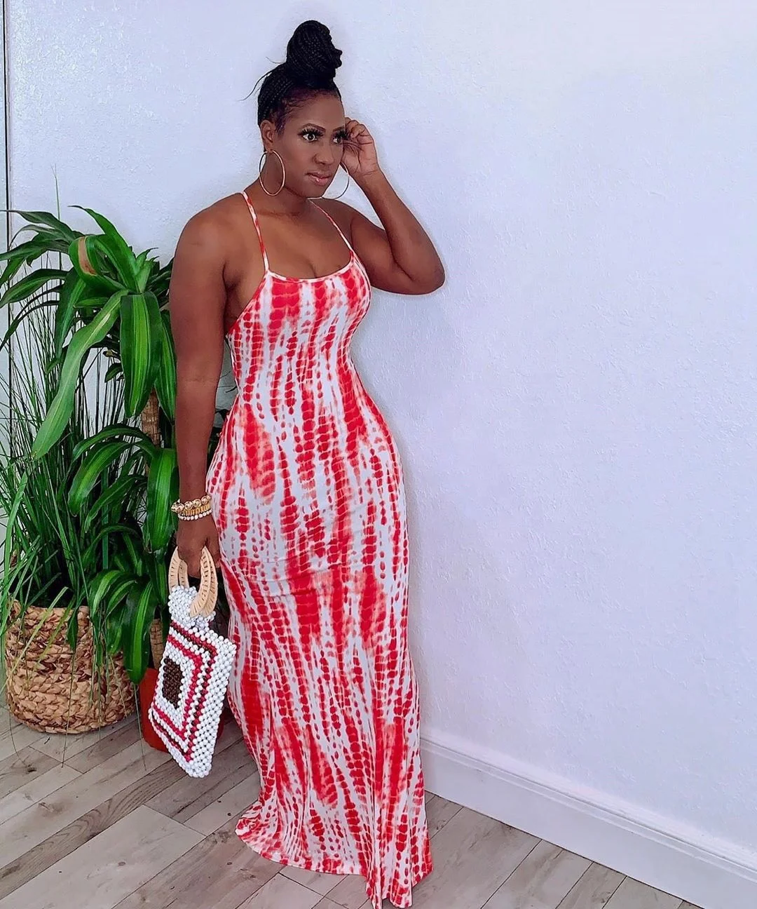 

A0258 Trendy Lady Bodycon Dress Short Sleeves Knitted Dress Tie Dye Dress Women Summer