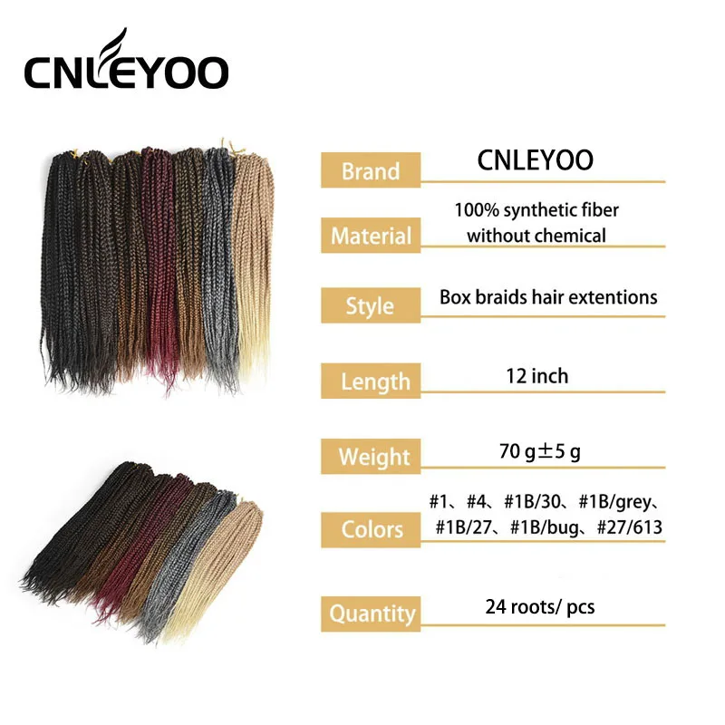 
Factory Whole Kanekalong Box Braid Crochet Hair 12 inch (24Roots/Bundle) Crochet Box Braiding Hair Extension 