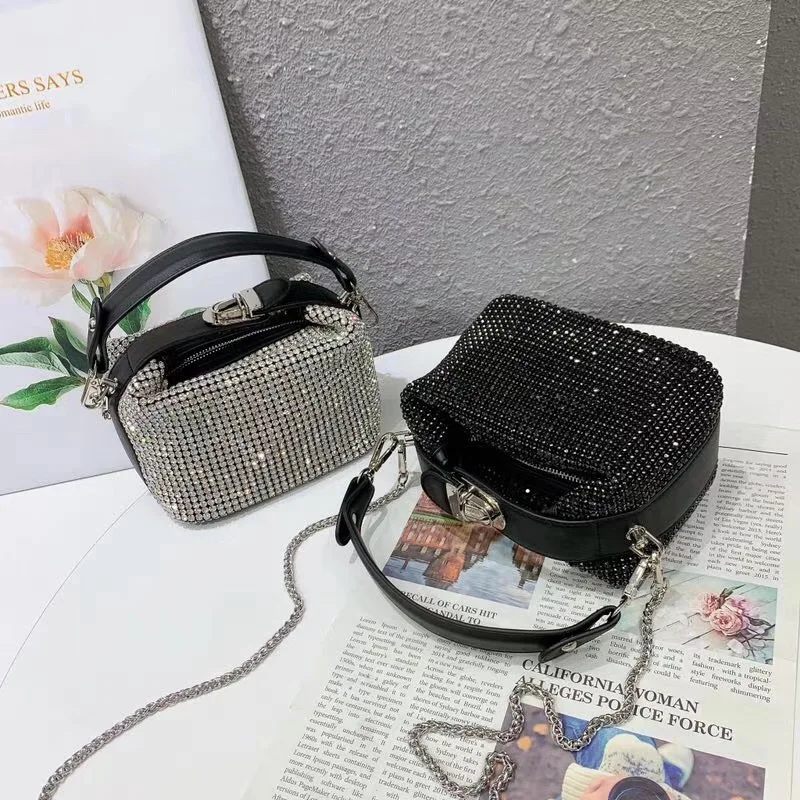 

2021 Xianjian high quality Bucket Crystal Handbag Boston Purse Bling Handbag Purse Top Quality Famous Bags