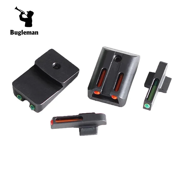 

Bugleman Handgun Sight Set Real Red Green Front Rear Fiber Optic for 1911 CUT