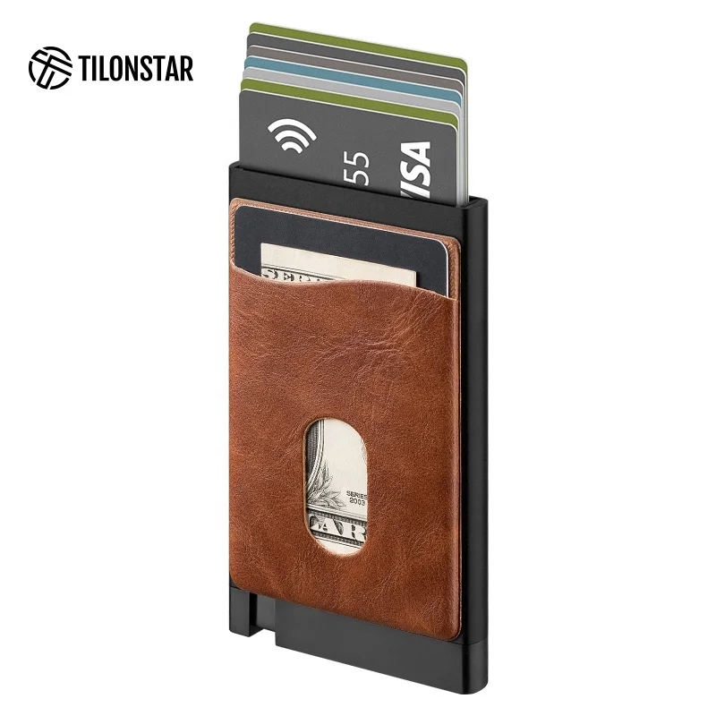 

Leather Pattern Metal Rfid Wallet Porta Tarjetas De Credito Para Hombre Mens Card Holder