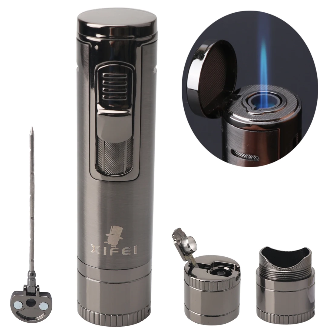 

XIFEI Latest Creative Multifunctional Cigar Lighter with Punch, Gunmetal