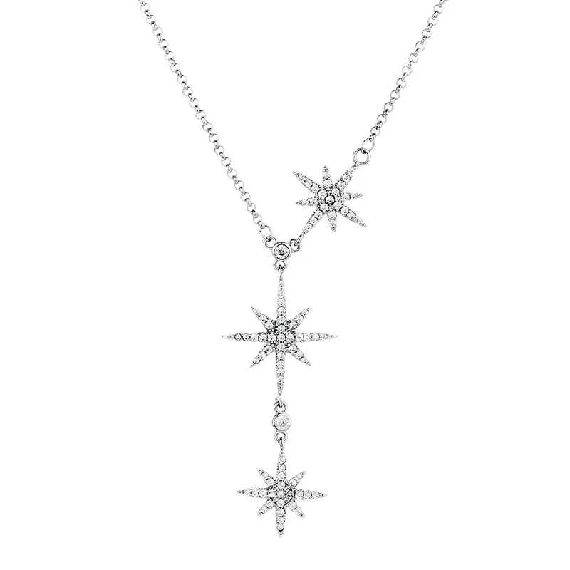 

Hot sale luxury zircon jewelry sweater diamond meteor meters Pendant Necklace 925 Silver saturn necklace