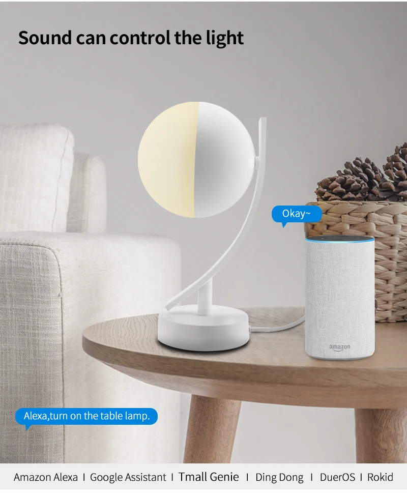 Google Home Wifi Controlled Table Lamp With Usb Port Touch Led Smart Table Lamp