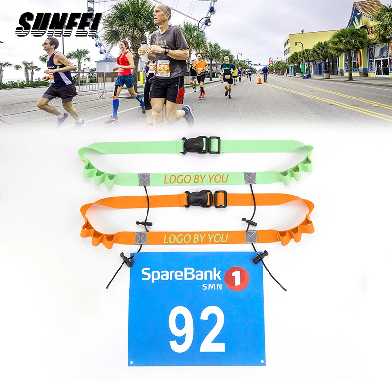 

custom logo race Marathon adjustable running belt treadmill Reflective race belt run sport run with belt