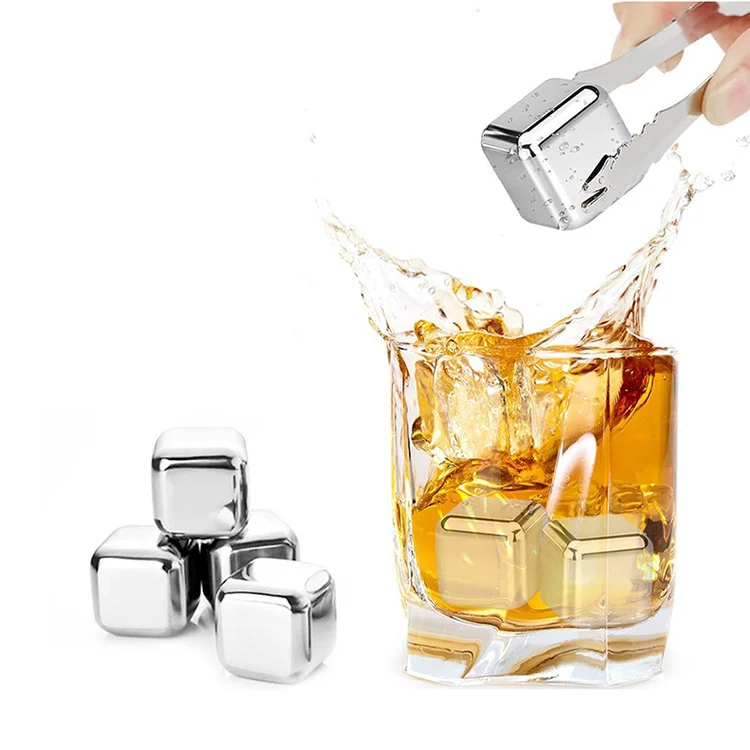 

Eco-friendly reusable whiskey wine beer 304 stainless steel ice stone ice stone suitable for all kinds of drinks, Silver