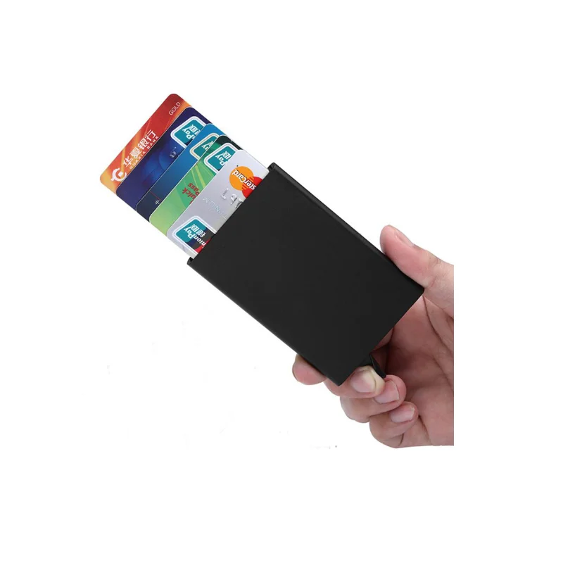 

YOUYUE Credit Card Holder RFID Blocking Pop Up Wallet Aluminum Security Card Case for Man and Women Holds 5 Cards, Black or customized color