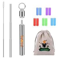 

Flexible Adjustable Metal Color Stainless Steel Straw Extendable Drinking Straws Telescopic Stainless Steel Straw With Case