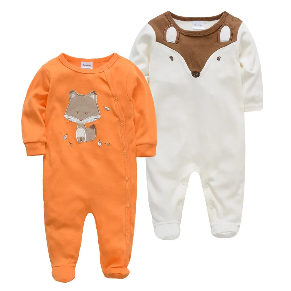 

2 Pcs packed spring autumn super soft baby cotton clothes boys girls newborn baby footed sleepwear romper newborn baby rompers, As photo or custom