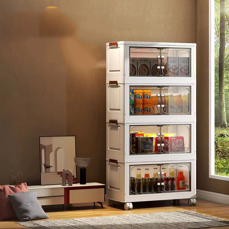 Transparent  Foldable  Clothes Plastic Storage Cabinet Organizer Folding  Box Collapsible Storage Organizers
