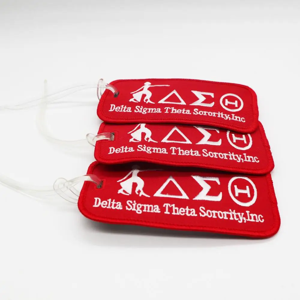 

Ready to Ship Red Embroidery Luggage Tag / Airline Cruise Hotel Luggage Tag, Pantone color