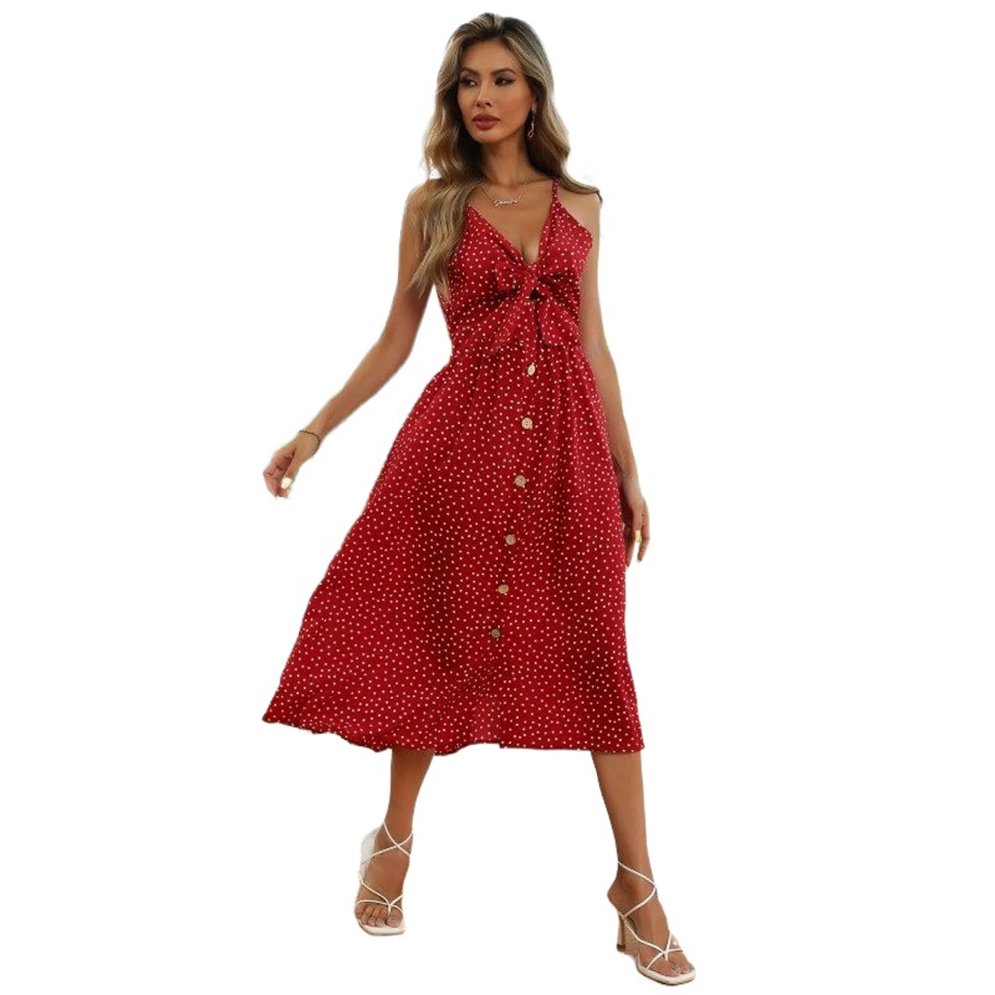 

Summer A Line Print Casual Dresses Slip Polka Dot Dress, 1 colors