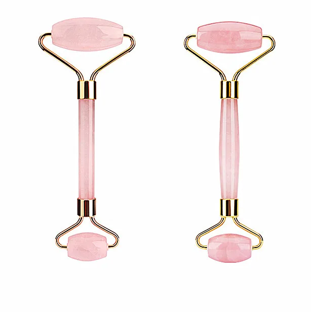 

Jade Roller Gua Sha Face Roller Facial Beauty Roller Skin Care Tools Rose Quartz Massager Relaxing Fine Lines and Wrinkles, Pink/green