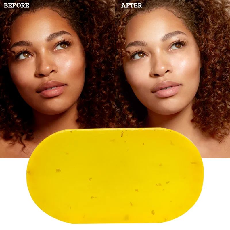 OEM Custom Logo Natural Organic Carrot Even Skin Tone 24k Gold Soap Deep Cleansing Removing Blackhead Soap for Women