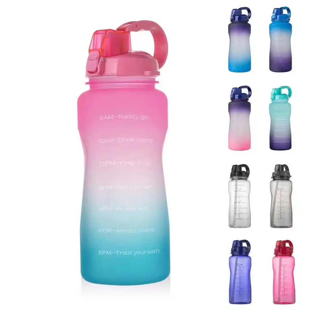 

Large 1 Gallon Tritan Water Bottle BPA Free Leakproof Water Jug Motivational Water Bottle with Time Marker and Removable Straw, Customized gradient color
