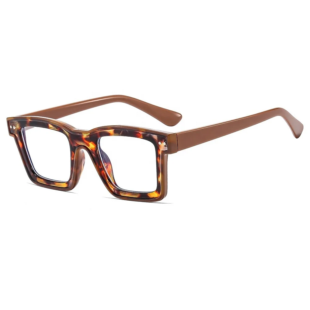 2024 Trendy Acetate Computer Square Print Plastic Frame Glasses Reading Oversized Anti Blue Light Prescription Unisex Glasses