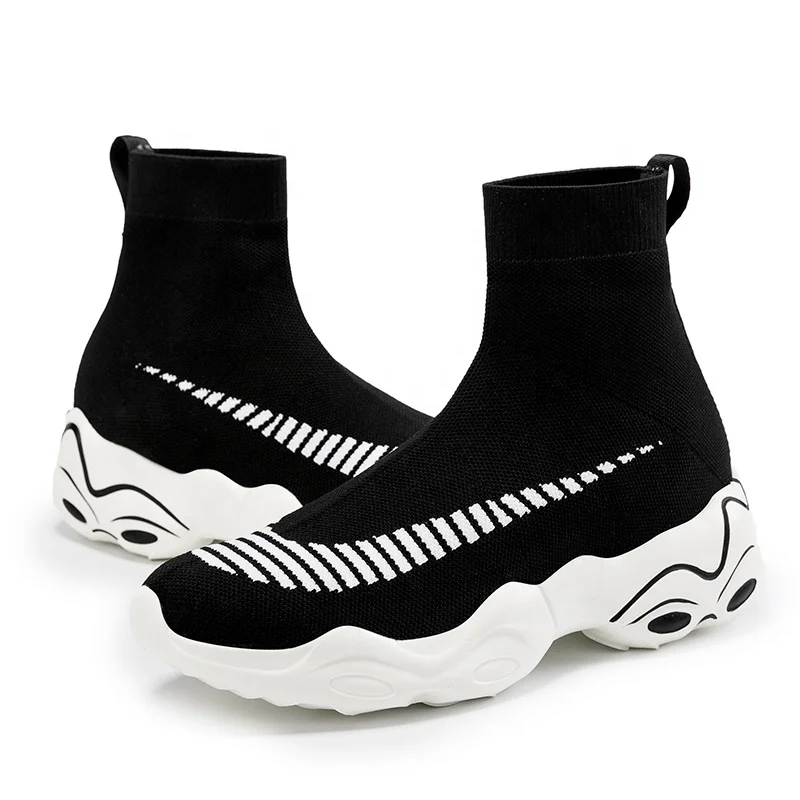 

New Design Brand Logo Custom knitted socks boots Shoes Women fashion sock sneakers for men, Black,black/white,black/gold