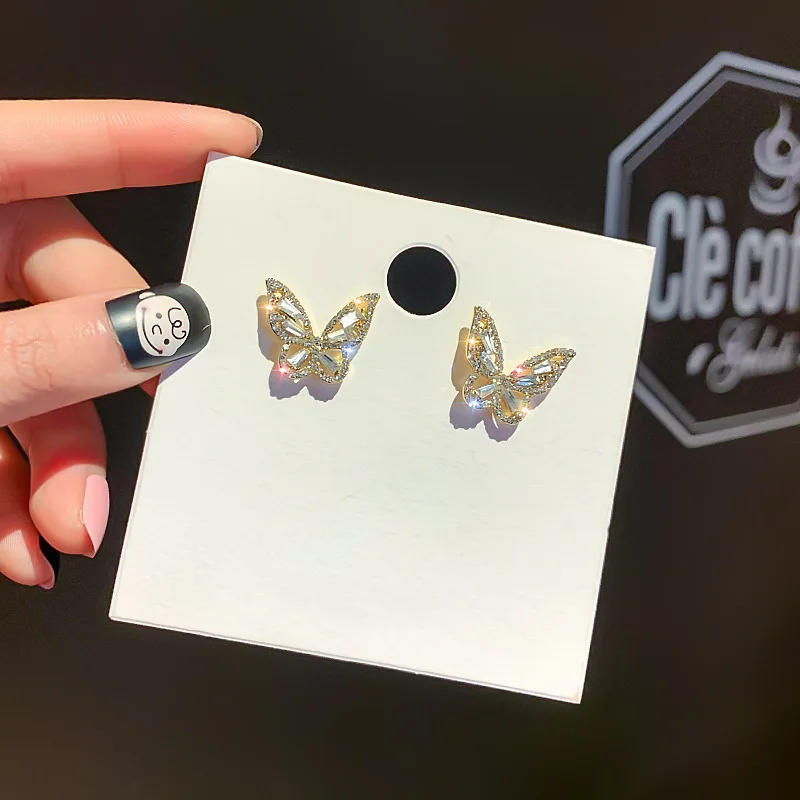 

fashion trendy wholesale crystal cute butterfly stud earing