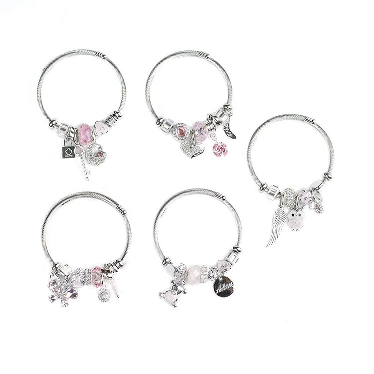 

Wholesale price sliver color alloy material string bracelet with zircon pink color accessories, Silver1,silver2,silver3,silver4,silver5