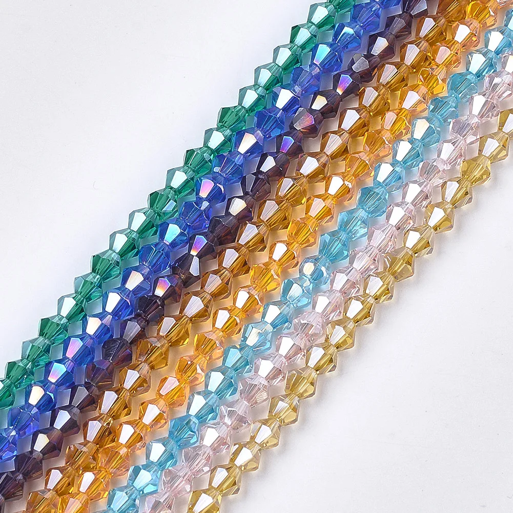 

PandaHall 6mm Pearl Luster Plated Faceted Bicone Crystal Glass Beads