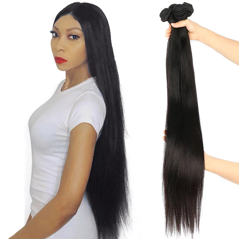 

Amzhair Natural Straight Human Hair Bundle Wholesale 40 Inch 10A Mink Peruvian Cuticle Aligned Double Weft Human Hair Extensions