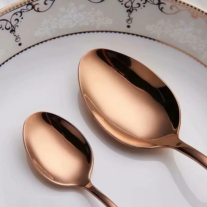 
Inventory wholesale 4 pieces rose gold custom hotel restaurant cheap stainless steel cutlery set 