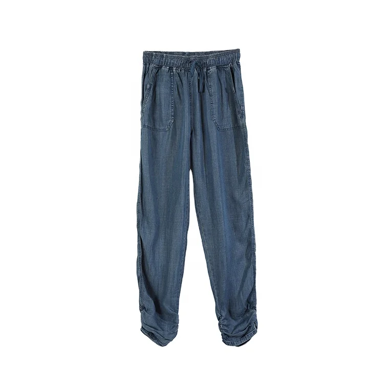 

High quality custom new model cotton washed woman denim jeans harem pants trousers